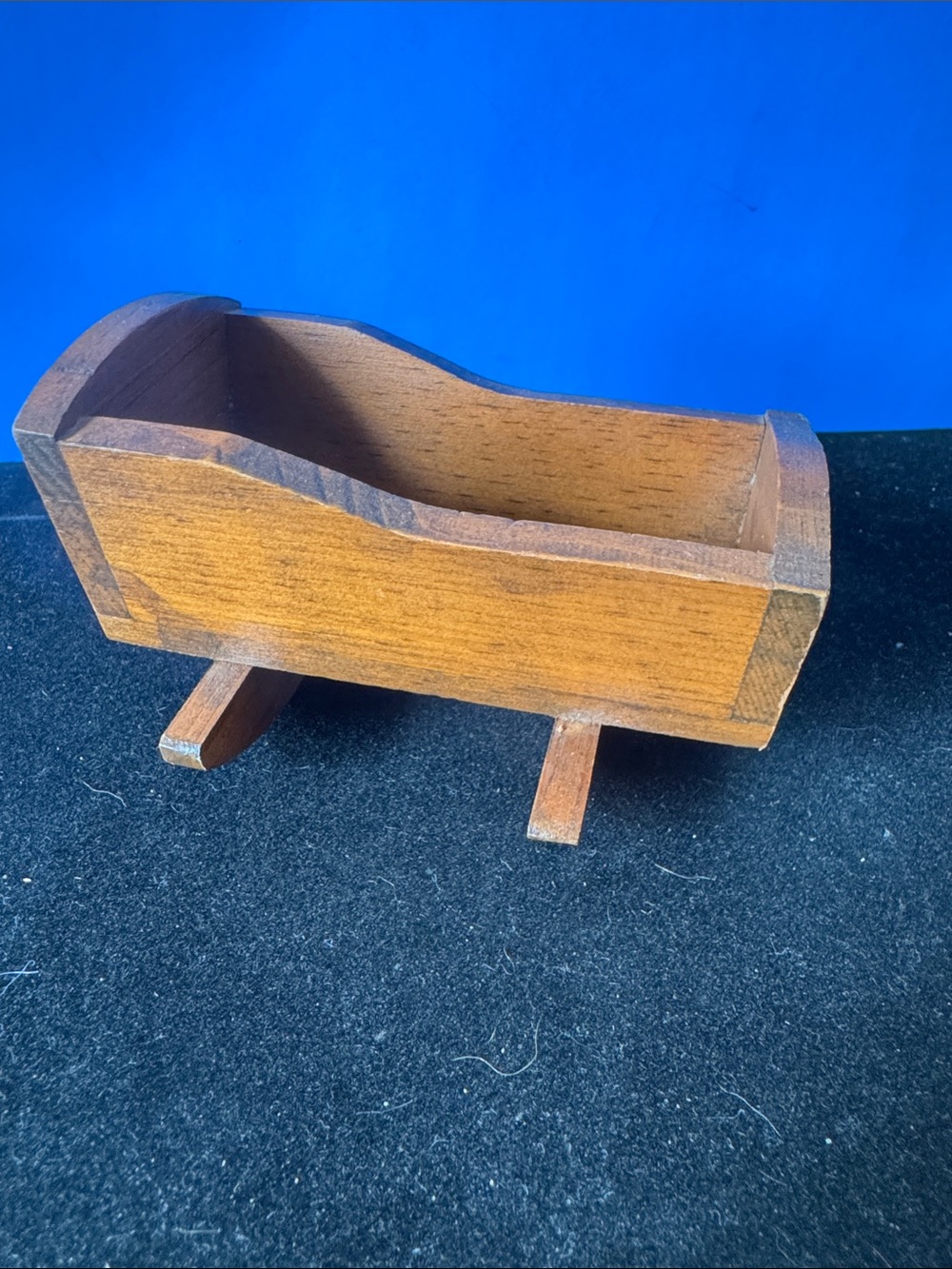 Vintage Classic Doll House Wooden Mini Cradle - Brown